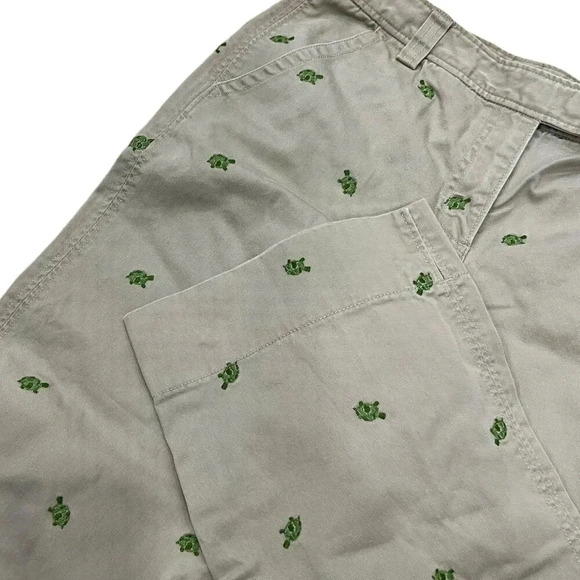J. Crew Beige Embroidered Turtle Cropped Chino Pants 4 - Picture 2 of 3